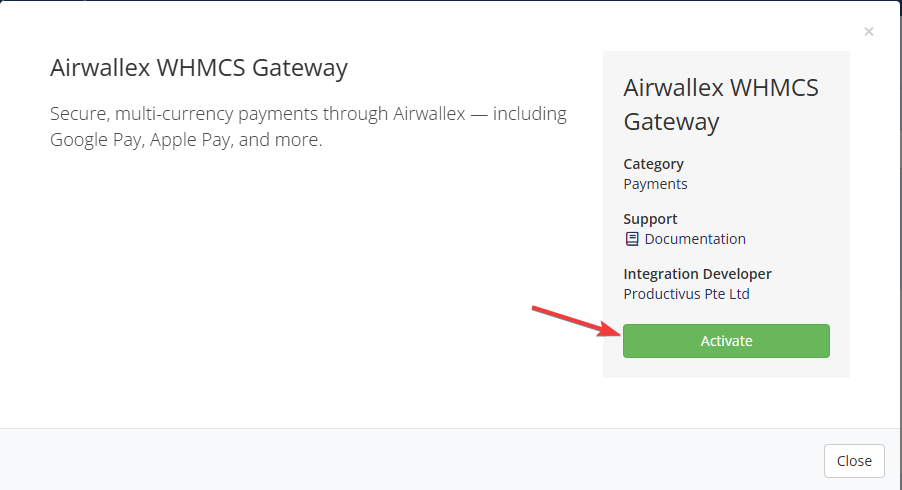 Activating the Airwallex Gateway
