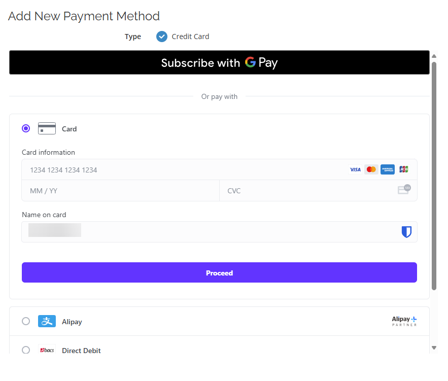 Payment Form Interface